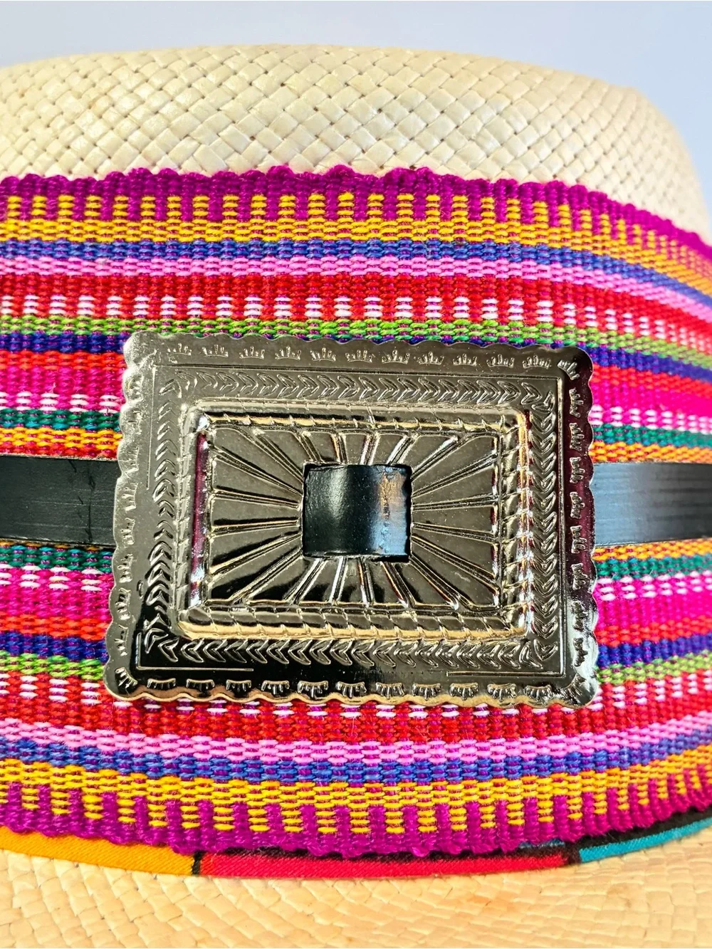 Mexico Straw Cowboy Hat Southwestern Serape Boho Western Festival Rancher L